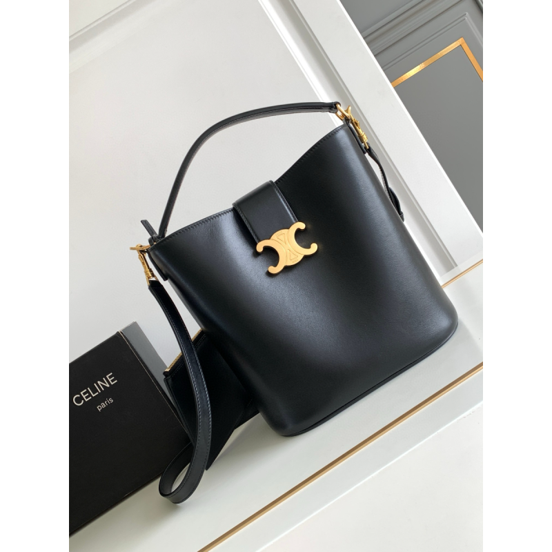 Celine Medium Bucket Louise In smooth Calfskin-Black