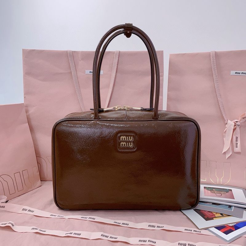 Miu Miu Beau naplak patent leather bag-Brown