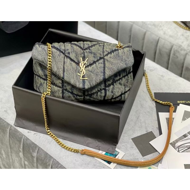 YSL Loulou Puffer denim bag