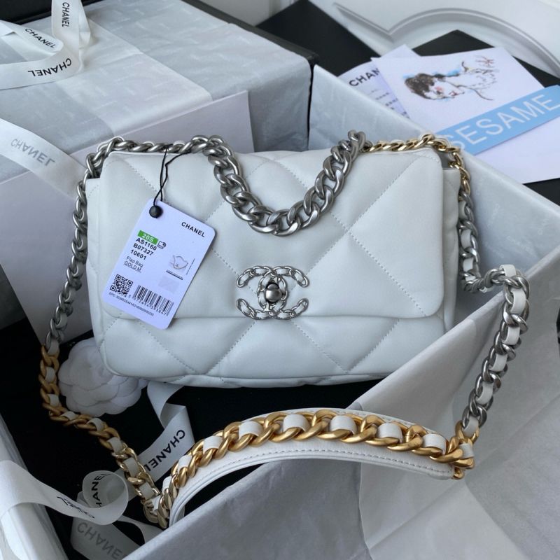 Chanel 19 Tasche Mittelgröße-White