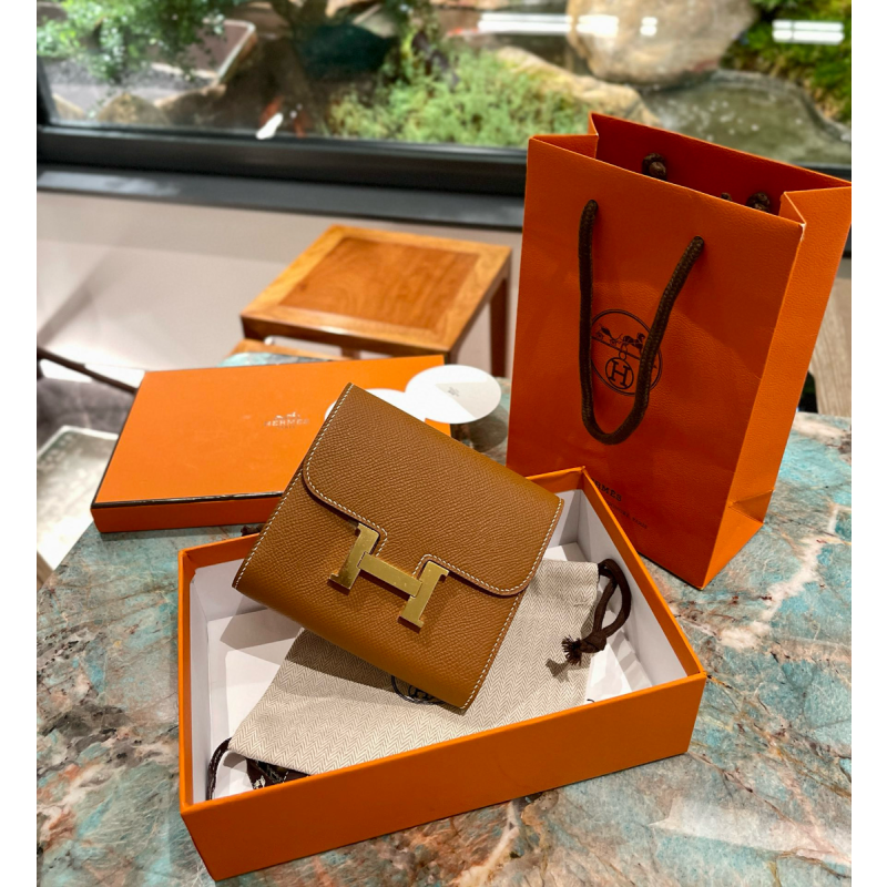 Hermes Constance Kompakte Brieftasche-Brown