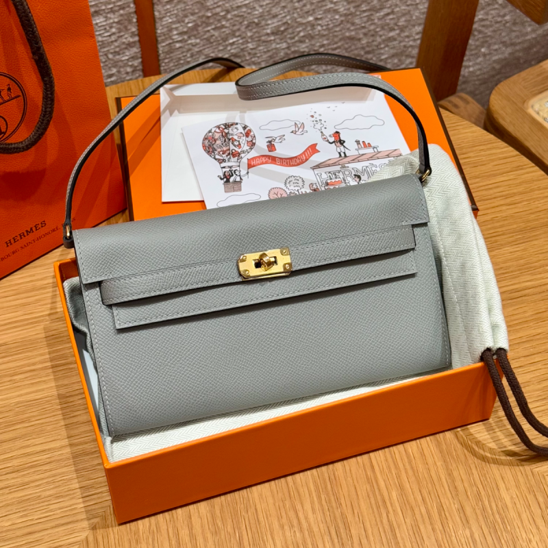 Hermes Kelly to go Brieftasche mit Schultergurt-Girs Mouette