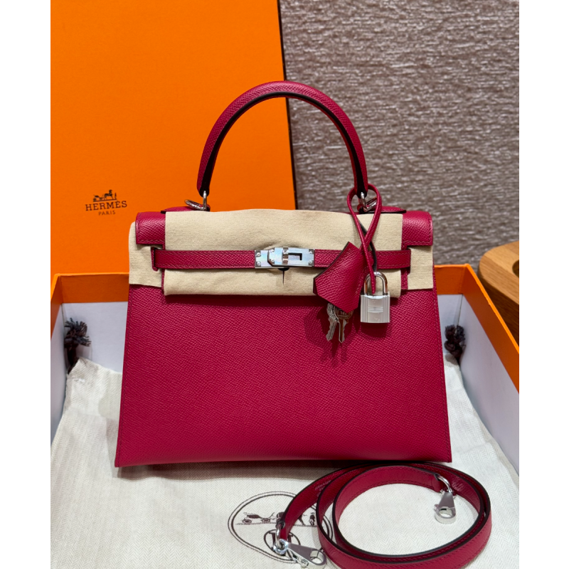 Hermes Kelly 25 / 28  in Epsom Leather-Ruby