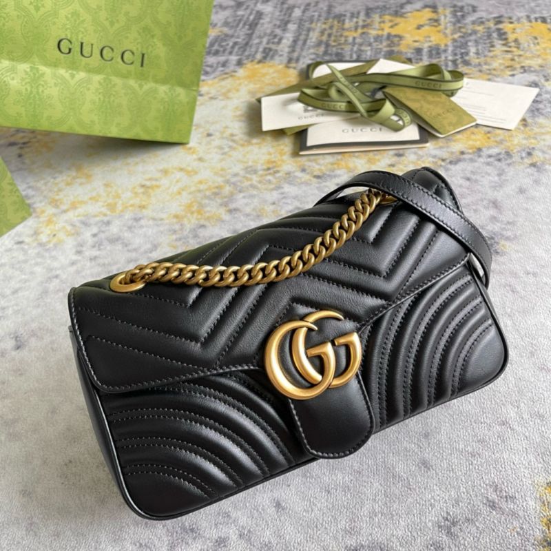 Mittelgroße GG Marmont Schultertasche-schwarz