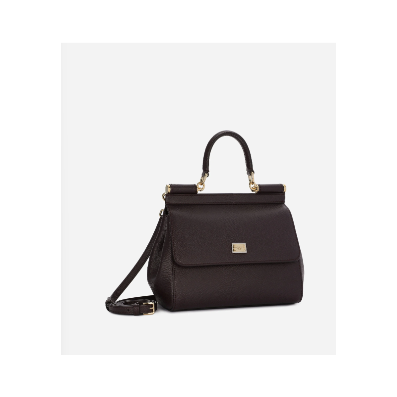 Dolce Gabbana Medium Sicily handbag in Dauphine Calfskin-Bordeaux