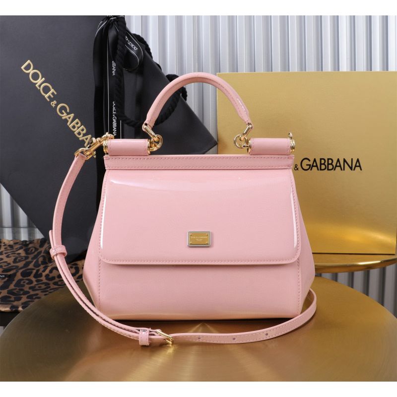 Dolce Gabbana Medium Sicily Handbag in Polished calfskin-Pink