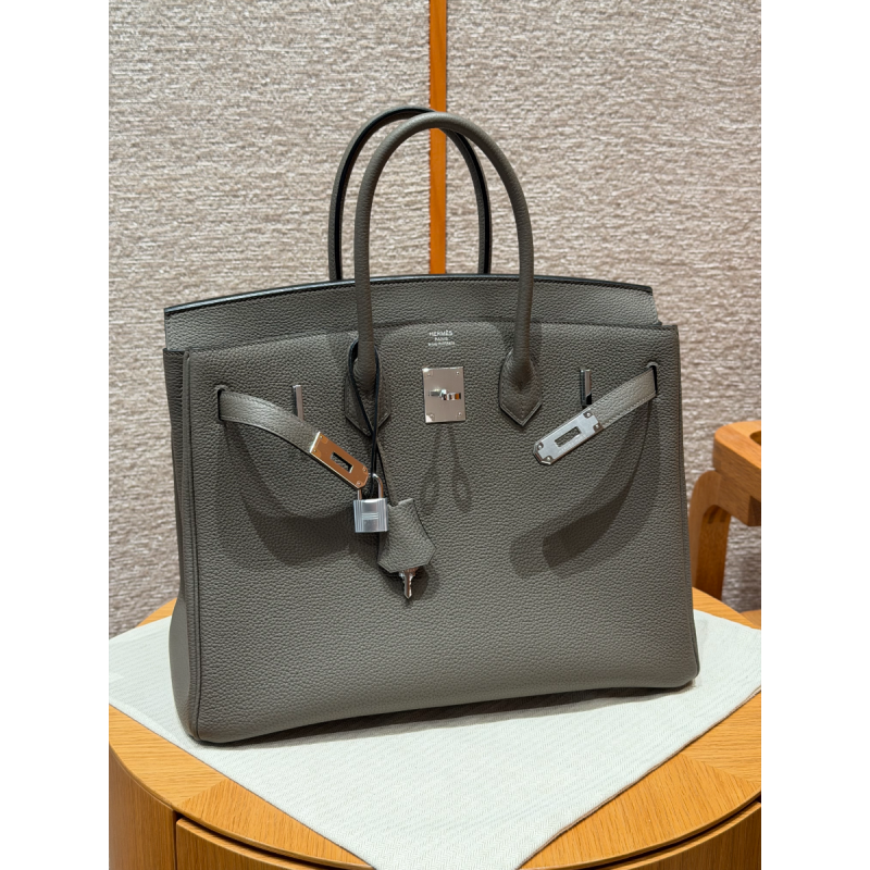 Hermes Birkin 35 Tasche Togo Leder-Etain