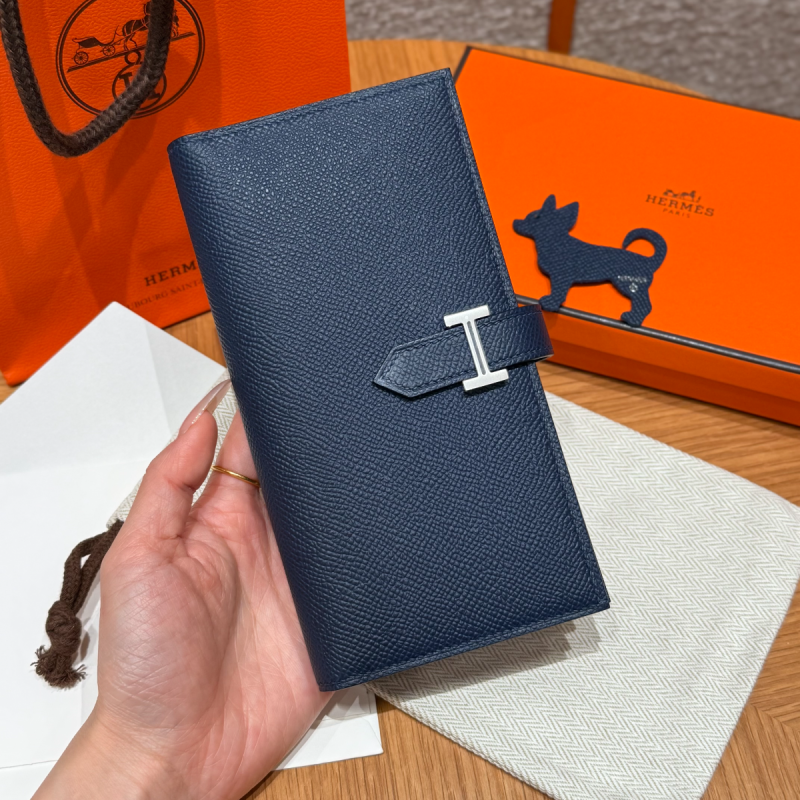 Hermes Bären lange Brieftasche-Deep blue