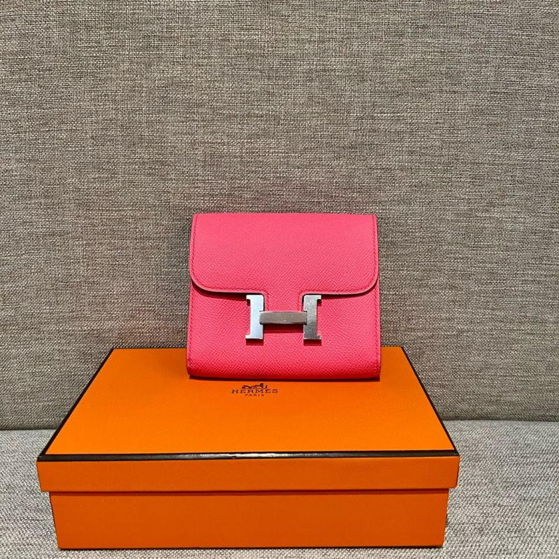 Hermes Constance Kompakte Brieftasche-Rose Lipstic
