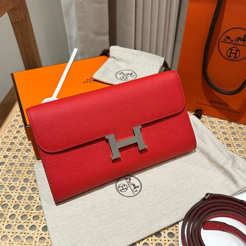 Hermes Constance to go Brieftasche mit Schultergurt-Rouge Coeur
