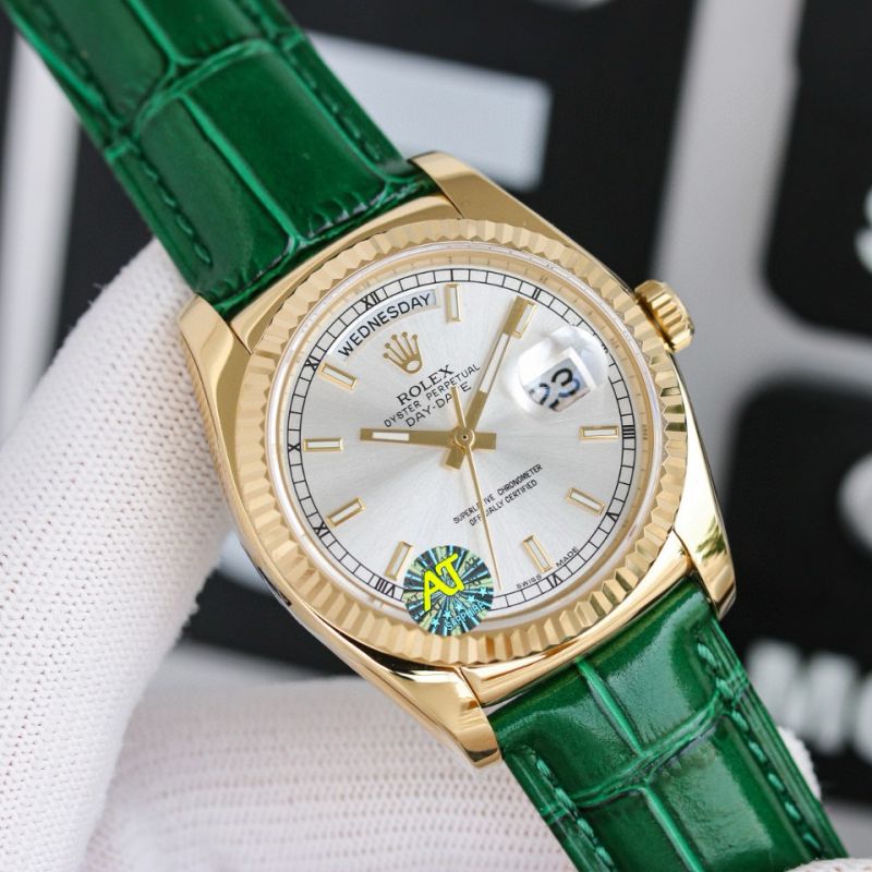 Rolex Day-Date 36mm , Oyster, leather, 18K yellow gold